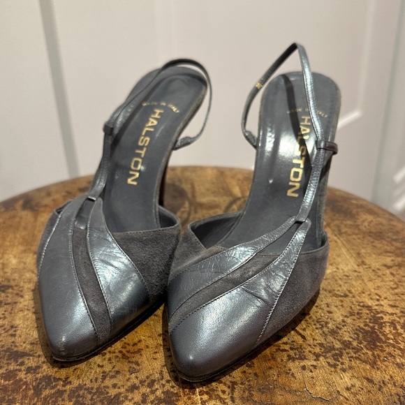 Halston Heritage Shoes - Halston Gray Pointed-Toe Slingback Heels